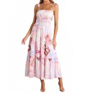 NEW PROSPERINA adair midi dress in passport pink